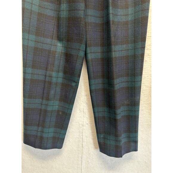 Vintage Giorgio Saint Angelo Pants Womens 6 Blue 100% Wool Pleats Trouser Tartan - Picture 2 of 9